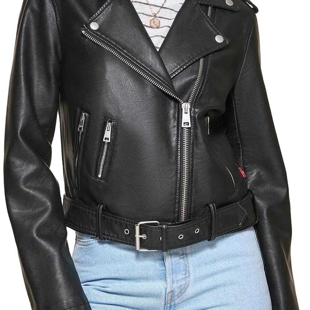 Levi's Women's Faux Leather Belted Motorcycle Jacket size small